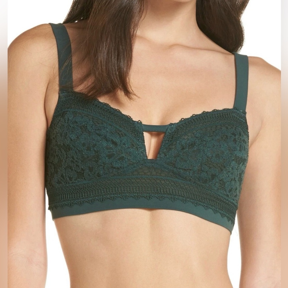 Free People Annabelle Lace Cutout Bralette Pine Green Size Medium‎
